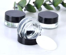 groothandel Clear Eye Cream Jar Fles 3g 5g Lege Glazen Lippenbalsem Container Brede Mond Cosmetische Monster Potten met Zwarte Dop LL