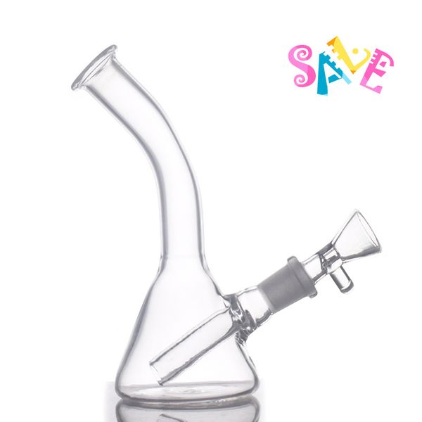 Gros clair narguilés MINI pas cher bécher verre plate-forme d'eau dab bongs tuyau avec 10mm mâle fumer bol de brûleur à huile