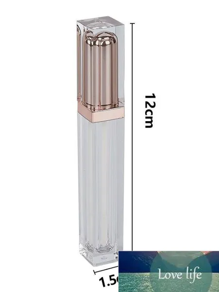 Vente en gros de mini bouteilles de baume à lèvres rechargeables transparentes Conteneurs de tubes de brillant à lèvres de 8 ml avec couvercle en or / argent pour pinceau à lèvres DIY Lip Sample Travel Split Charging