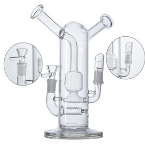 Groothandel heldere splashguard Hookahs dubbele glazen bong sidecar nek rigs online percolator zowel kruiden als concentraten met rookaccessoires wp2285