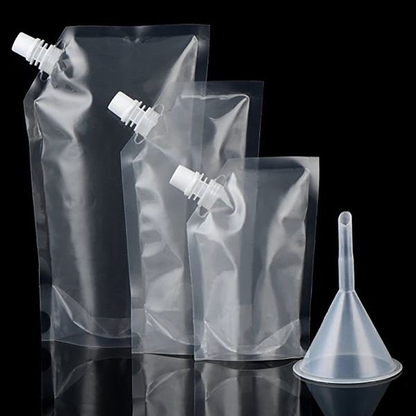 Sac d'emballage de boisson en plastique transparent, vente en gros, pochette à bec pour boisson, liquide, jus, lait, café WB2630