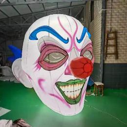 wholesale Utilisation de fête de club tête de clown gonflable d'éclairage suspendu 5M impression gonflables squelette visage concert drôle pour la décoration d'Halloween