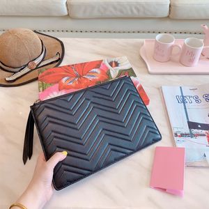 Luxurys ontwerpers tas mode vrouwen portemonnee portemonnees handtassen echte lederen golvende letter clutch bags met doos