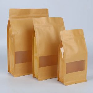wholesale Grains de café Emballage de biscuit de pain spot sac d'emballage octogonal collations de thé papier kraft sacs d'emballage de matériel de qualité alimentaire personnalisés
