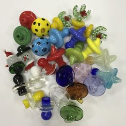 Bouchons de carburateur colorés en gros pour 35mm 25mm OD Quartz Bangers verre Cactus bonhomme de neige UFO bouchon de carburateur lueur dans le chapeau sombre bouchon de carburateur