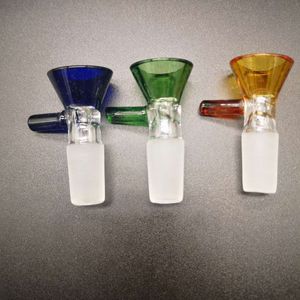 Gros bols en verre coloré 14mm bol mâle accessoires pour fumer tige ronde poignée filtres joints pour bong narguilé tuyau d'eau