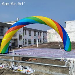 Groothandel kleurrijke 12MW (40ft) opblaasbare regenboogboog met ventilator voor sportevenement startinfinefinis of evenementendecoratie