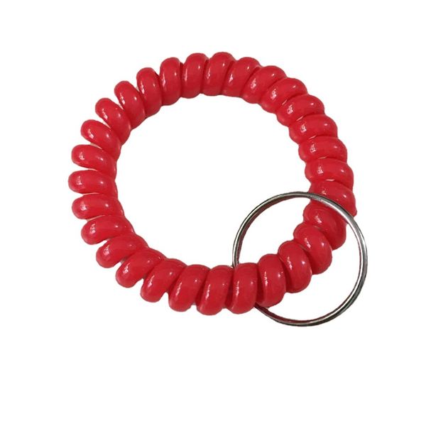 En gros Bracelets Colorés Porte-clés En Plastique Printemps Spirale Bracelet Porte-clés Avec Des Anneaux En Métal Pour Le Sport Gym Piscine ID Badge