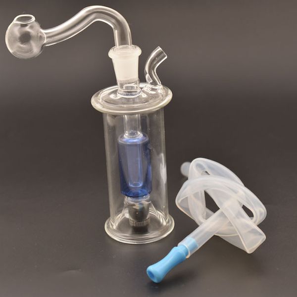 Colorido de color al por mayor Agua LED LED DAB Rig Bong Pyrex Mini Hookah Glass Oil Burenr Tipes con tazón para fumar y manguera de paja de silicona