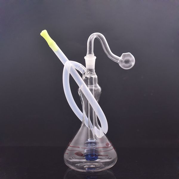 Gros coloré Creative Vase mini 10mm femelle eau dab rig bong Narguilé tuyau avec fumer Bol de brûleur à mazout en verre et tuyau de paille en silicone