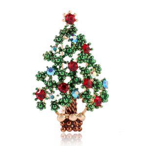 Groothandel kleurrijke kristal strass kerstboom pin broche kerstcadeaus sieraden mode kleding broches