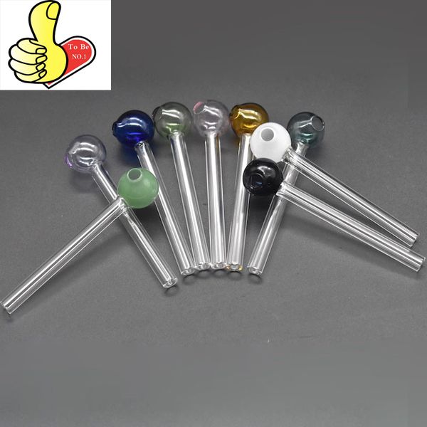 Gros tête colorée fumer pipe à main de paille coloré Pyrex épais capiteux 10 cm mini tube de brûleur à mazout en verre clous tuyaux pour la fumée