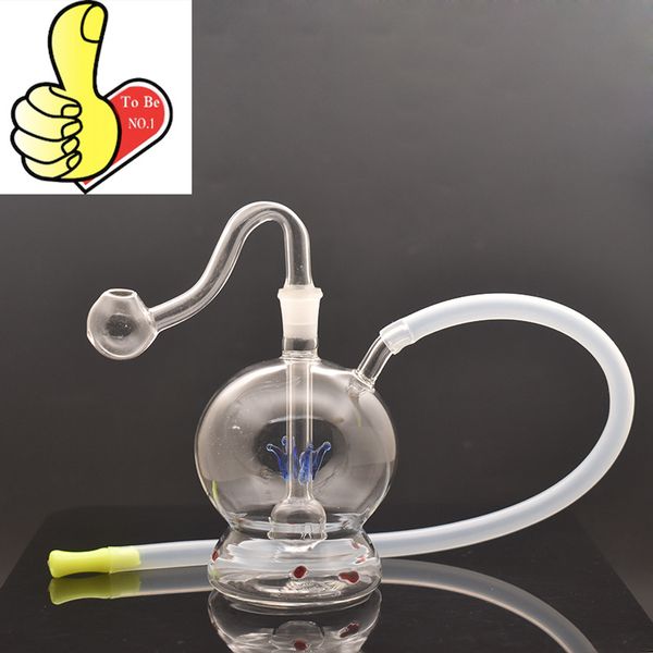 Gros coloré narguilé mini verre Pyrex brûleur à mazout tuyau épais barboteur petit eau dab rig Bong avec bol de tabac à fumer de cire et tuyau en silicone