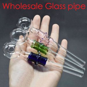 En gros coloré Long 14 cm nouvelle conception verre brûleur à mazout tuyau populaire épais capiteux droit fumer tube ongles conduites d'eau