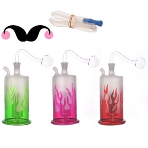 Gros coloré Mini Flame narguilé Date 10mm femelle verre eau dab rig bong avec bol de brûleur à mazout et tuyau en silicone pour fumer