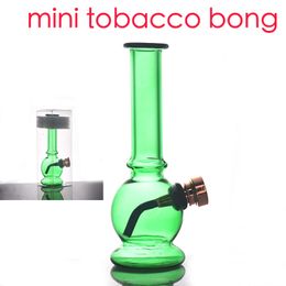 Gros coloré MINI vert narguilé pas cher voyage verre eau dab plate-forme bong avec métal tabac fumer bol cadeau de noël