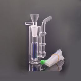 En gros coloré mini Voyage fumer verre eau Dab Rigs Bong narguilé Avec 10mm mâle tabac ou brûleur à mazout Bol et paille de silicone