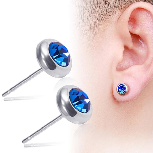 Gros coloré cristal strass oreille goujons à la mode boucles d'oreilles en acier chirurgical avec bijou de corps bijou pour hommes et femmes