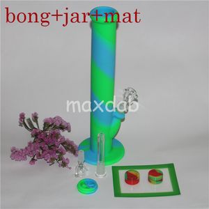 groothandel Kleurrijke siliconen waterpijpen Waterpijp waterpijp met glazen accessoires siliconen dab rig met 14 mm verbinding samen met siliconen bakmat