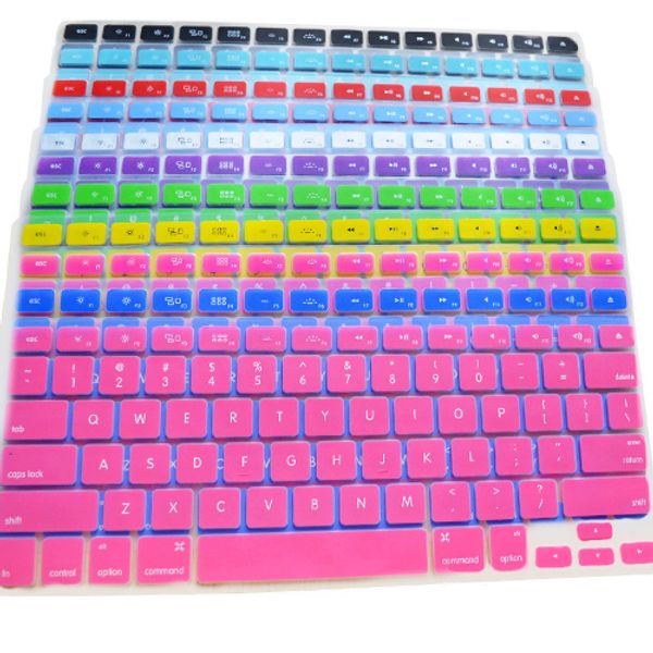 Envío gratis Al por mayor-Colorido Protector de la cubierta del teclado de silicona para EE. UU. Apple Macbook Pro MAC 13 15 17 Air 13 Laptop 4WGB
