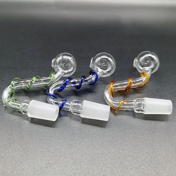 Tuyaux d'eau colorés en gros fil Pyrex verre brûleur à huile 14mm 18mm mâle femelle Joint pour narguilé Bong Dab plate-forme outil de fumer