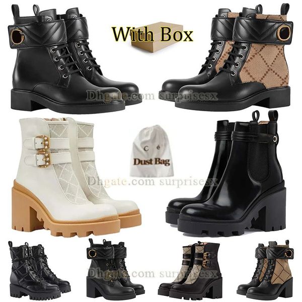 Bottes de combat en gros pour femmes, bottines à talons hauts, fermeture éclair, bottes du désert, bottes en cuir à lacets, bottes de neige, chaussure Oxford, semelle en caoutchouc, talon plateforme, semelle extérieure avec boîte