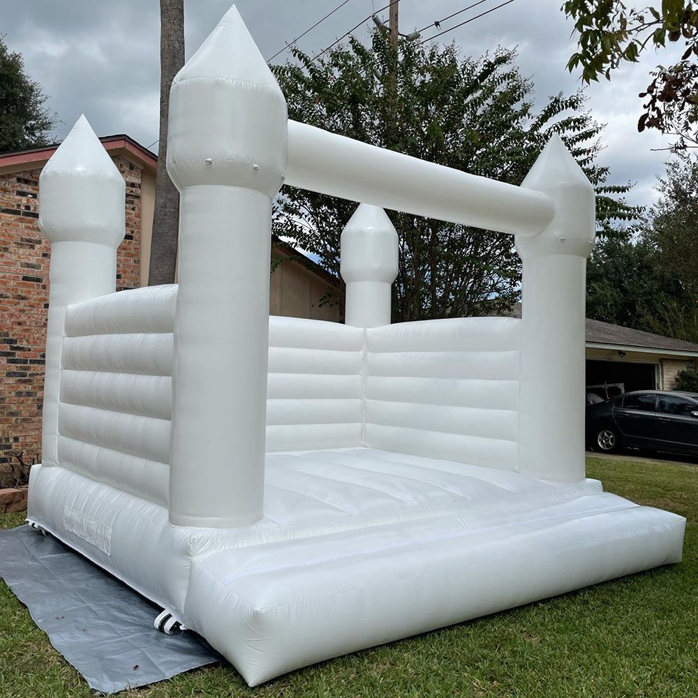 Groothandel commerciële volwassen kinderen springkus kasteel springen opblaasbare bruiloft uitsmijter kastelen witte bounce house jumper met blower gratis schip