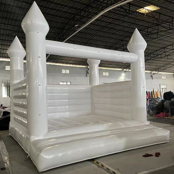 wholesale Commercial Gonflable Blanc Bounce House PVC Château Gonflable Lune sautant Videur Utilisation de cavalier de mariage pour les audits des enfants wi