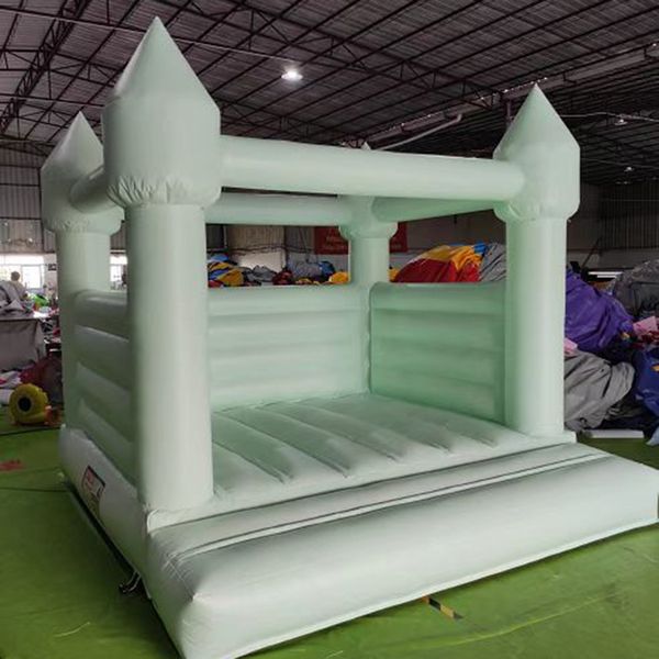 wholesale Comercial Macaron verde claro Casa de rebote Inflable Salto Boda Castillo hinchable Gorila de boda blanca con soplador barco de aire libre