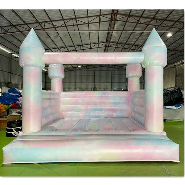 Jugua inflable de la casa de la boda de la boda del tono comercial al por mayor con 4 postes del castillo hinchable blanco para la fiesta de cumpleaños