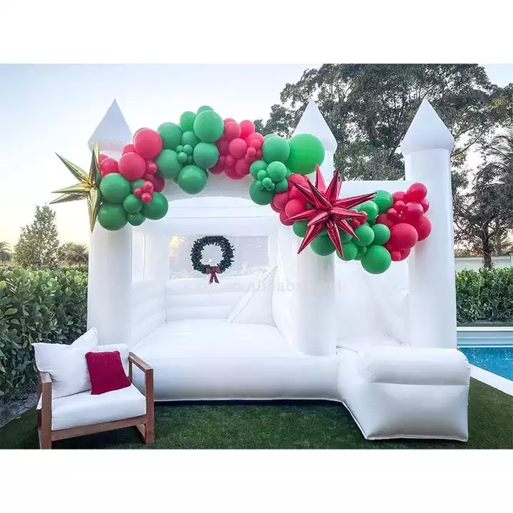wholesale Commercial Wedding White Inflatable Bounce House Combo With Slide Bouncer Jumping Bouncy Castle For Kids Birthday Party Free Blower