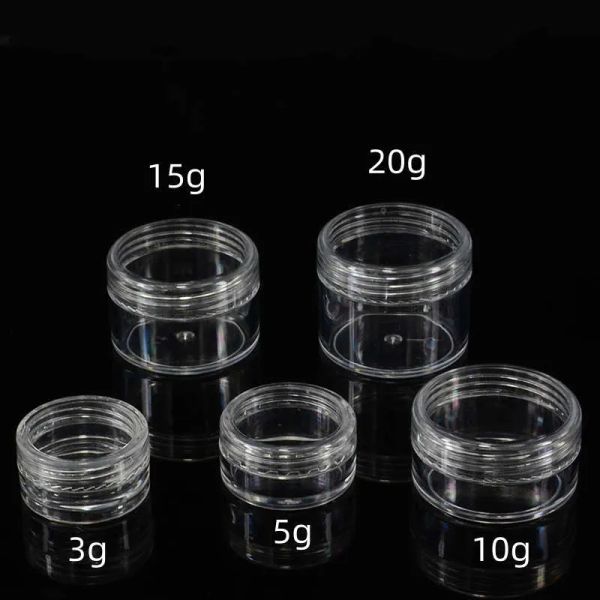 JARS CONTAGEMENTS VIEUX 3G 5G 10G 15G 20G Boîte en plastique transparent transparent pour le rangement de cire cosmétique Baume de maquillage pour fard à paupières crème à ongles LL