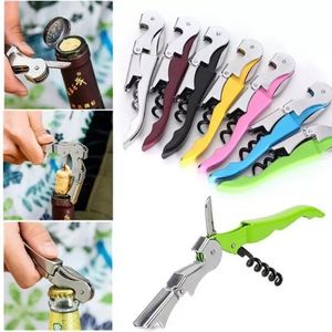 Groothandel Corkscrew Wine Bottle Openers Multi Colors Dubbel Bereik wijnbierflesopener Home Keukengereedschap FY3785