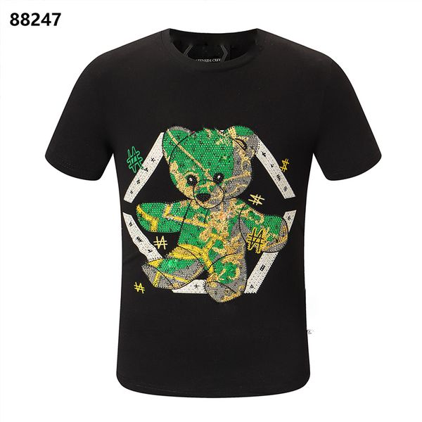 wholesale Algodón cristal Calavera Camiseta hombres lujo Verano Camiseta letra impresa Monopatín Casual Punk tops Camisetas Camisas mujer Moda tigre diseñador ropa manga corta