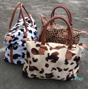 Groothandel Cow Hide Travel Bags Fannal Leopard Duffel Bags Aangepaste Cow Print Weekend Duffle Bags DOM-1081405