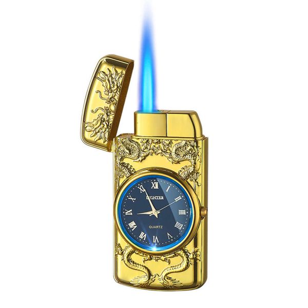 Wholesale Creative Em Dragon Watch Lighter Metal Jet Flame Flame Affiche plus léger pour la cigarette