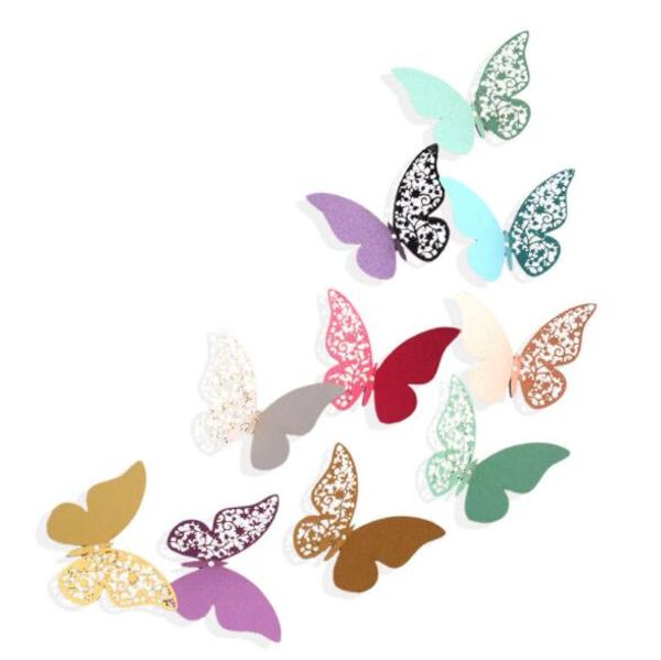 Cadeaux créatifs en gros mode papier papillon pour évider la décoration 12 pièces/ensemble 3D papillon décoration Stickers muraux