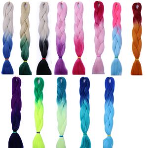 Gros Crochet Tressage Extensions de Cheveux En Vrac 24 Pouces 100GOmbre Deux Couleurs Synthétique Jumbo Tresses