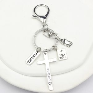 Gros Croix Porte-clés J'aime Jésus Porte-clés Porte-clés Sac Pendentif Accessoire Inspiration Bijoux Cadeaux De Noël Femmes Hommes