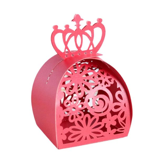 Venta al por mayor Crown Candy Box Hollow Out Flower Candy Cajas de chocolate Papel Niños Candy Box Wedding Party Baby Shower Favor Caja De Dulces Con Corona Ahuecada