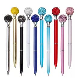 Cristal Element Crystal Roller Ball Bal Big Diamond Ballpoint Pens Gem Mariage Office Supplies Gift 11 Couleurs