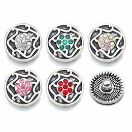 Comercio al por mayor Crystal Flower 044 Rhinestones botones a presión de Metal Fit 12mm botón de presión pulseras pendientes collar para las mujeres