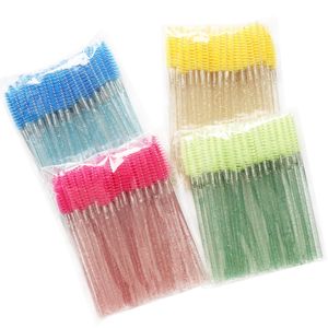 Gros tige de cristal brosse à cils jetable en nylon outil cosmétique applicateur de mascara cils peigne pinceaux de maquillage