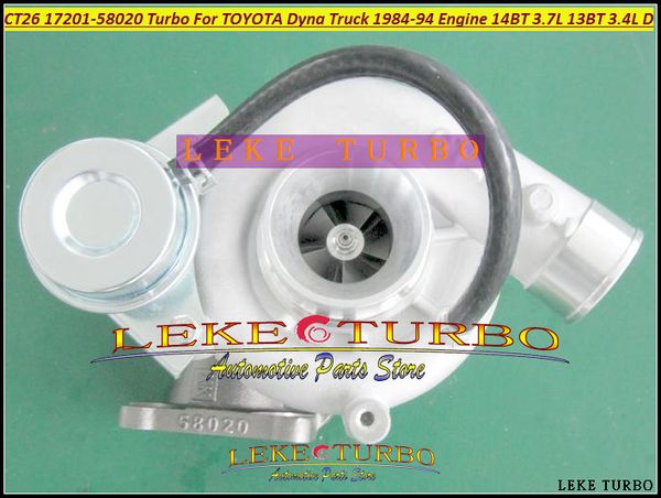 Venta al por mayor CT26 17201-58020 1720158020 17201 58020 Turbocompresor de turbina Turbo para camión TOYOTA Dyna 1984-1994 motor 13BT 3.4L; 14BT 3.7L D