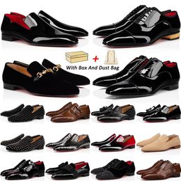 Chaussures habillées pour hommes louboutin semelle rouge loafers sneakers Suede cuir verni rivets antidérapants hommes d'affaires partie mariage avec boîte chaussures