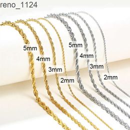 En gros personnalisé 14k 18k plaqué or rempli chaîne collier en vrac en acier inoxydable torsadé chaîne de corde d'or pour la fabrication de bijoux pour hommes