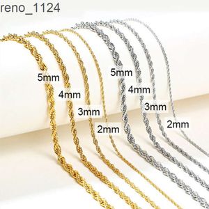 Venta al por mayor, collar de cadena relleno chapado en oro de 14k y 18k personalizado, cadena de cuerda de oro trenzada de acero inoxidable a granel para fabricación de joyas para hombres