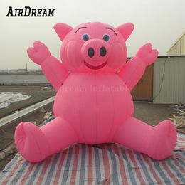 groothandel op maat 8mH 26,2ft gigantisch opblaasbaar holland roze varken zit op de grond dierenballon voor reclame