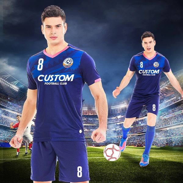 Uniformes de fútbol de adultos personalizados al por mayor Jerseys de poliéster Jersey de fútbol transpirable para hombres 2002 240318