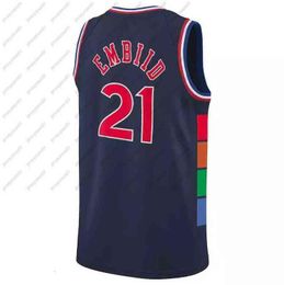 Maillot de basket-ball personnalisé en gros Joel Embiid # Tyrese Maxey # 0 Curry # 31 Harris # 12 Allen Iverson # 3 -22 maillots de ville rétro hommes jeunesse S-2XL